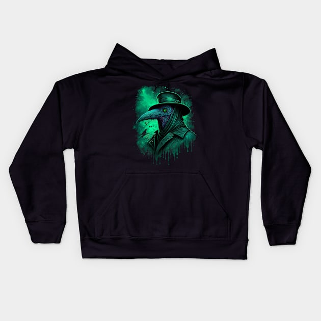 Trippy Plague Doctor Kids Hoodie by ElectricMint